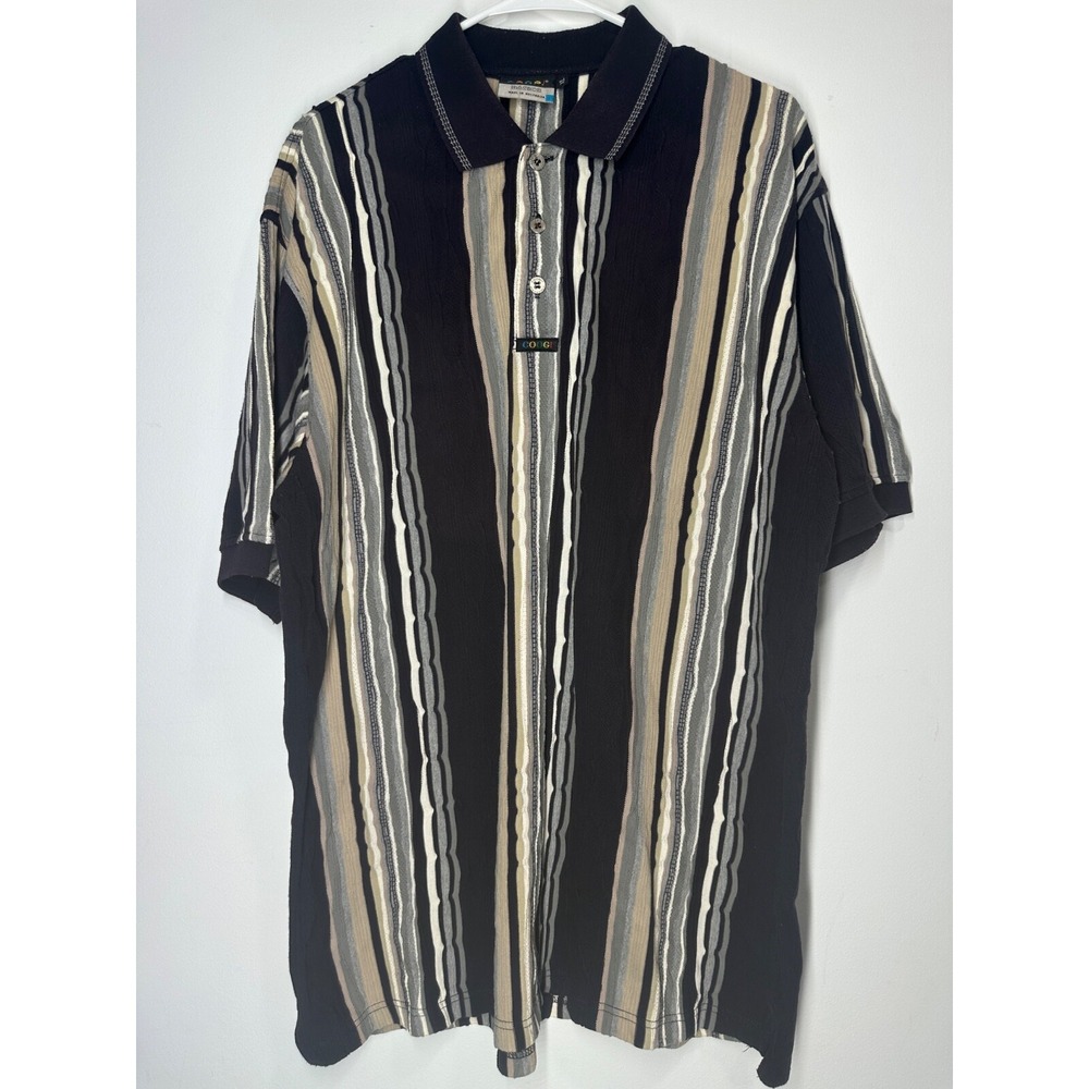 Coogi Basics Australia 100% Wool Knit Polo Button Pull Over 3D Shirt -‎ XL
